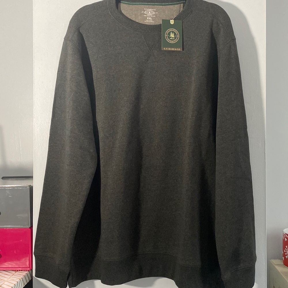 Mens G.H Bass & Co. 2XL Black Heather Sweatshirt Sweater NEW WITH TAG